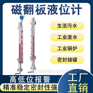 磁翻板液位计侧装顶装远传开关报警水位计