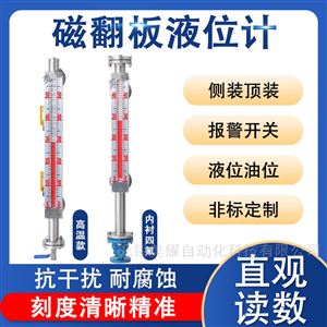 磁翻板液位计带远传面板浮子侧装式水位计