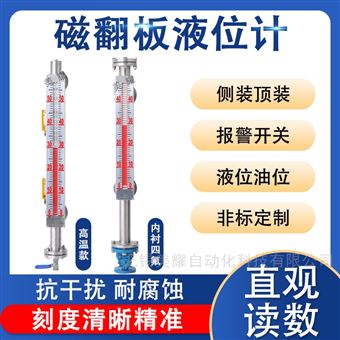 磁翻板液位计带远传面板浮子侧装式水位计
